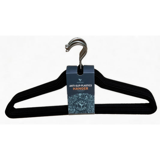 Ganchos negros antideslizantes, vista frontal, ideal para colgar ropa