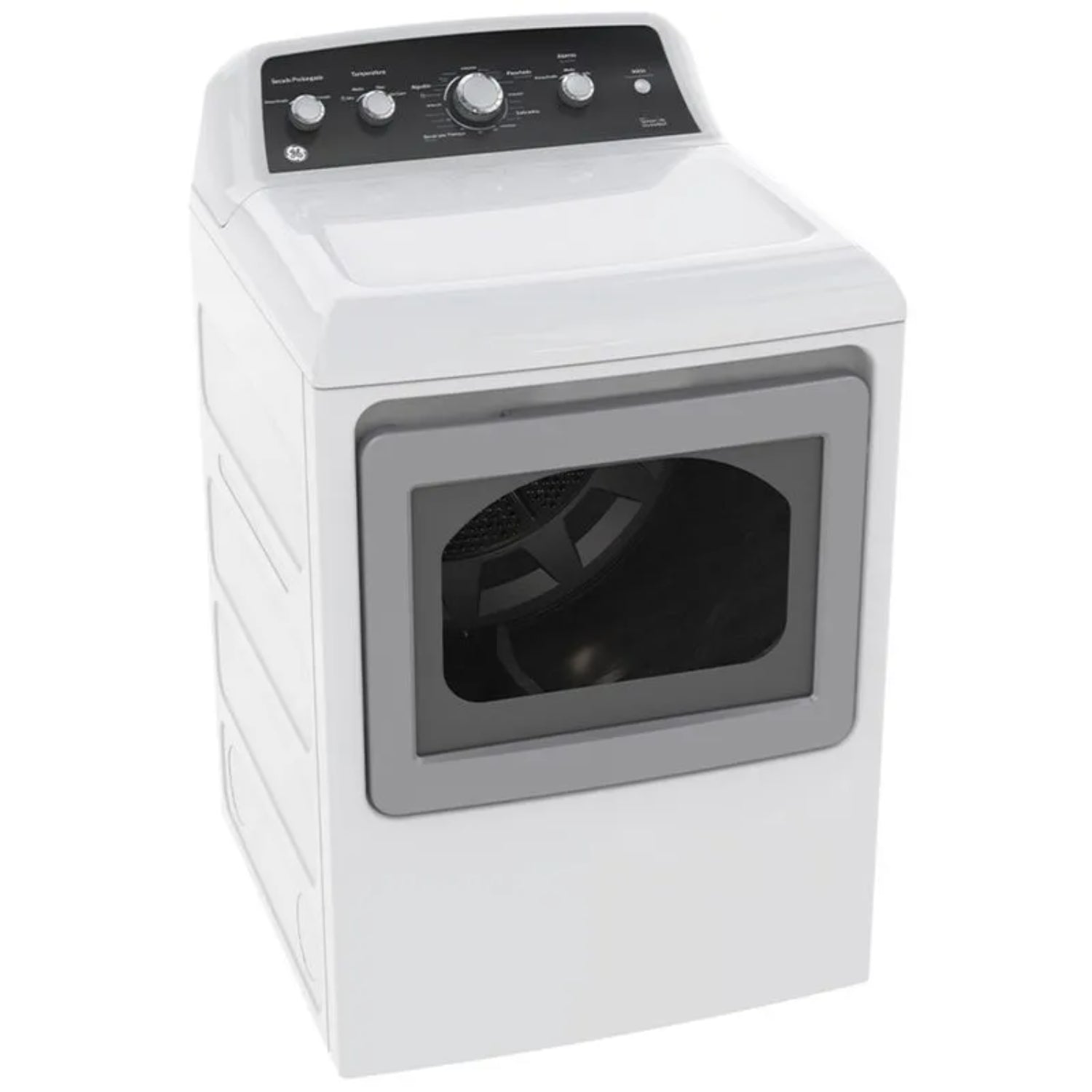 Secadora eléctrica General Electric 22 kg en color blanco con panel de control fácil de usar