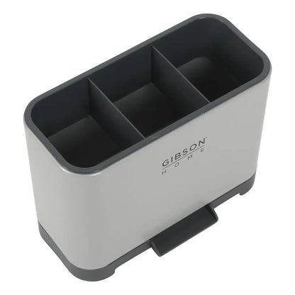 organizador de utensilios gris, vista superior, cocina