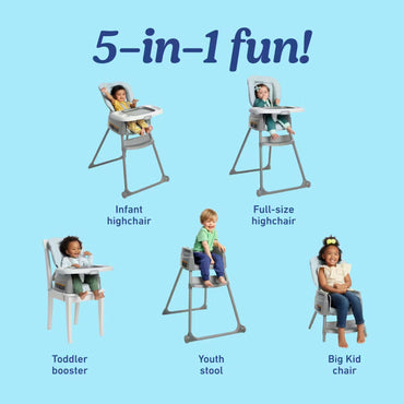 silla alta infantil Graco, 5 en 1, diferentes modelos y usos, color azul fondo