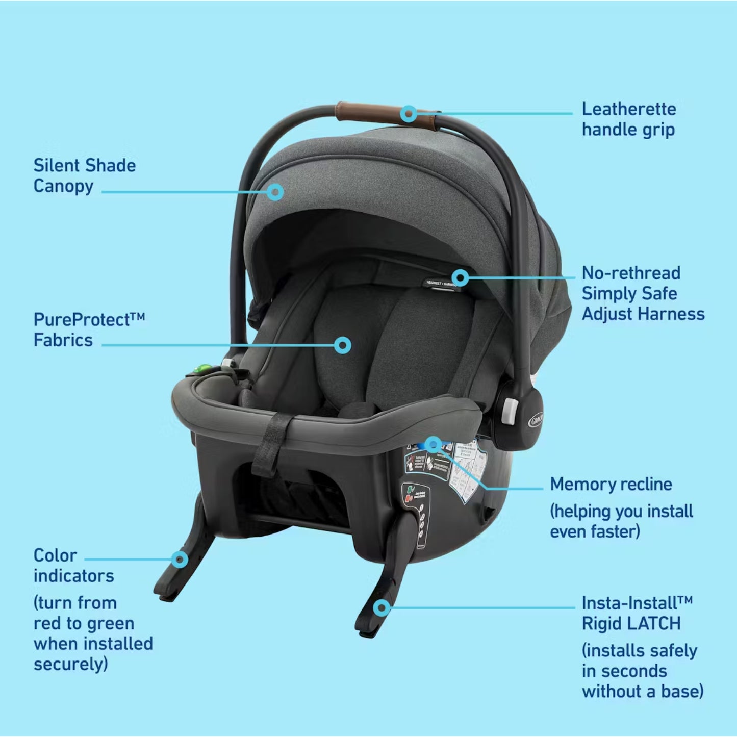 Silla de auto GRACO LL030202 gris con capota y arnés ajustable