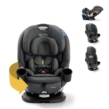 silla Graco Turbö en gris, vista frontal con soporte para vasos
