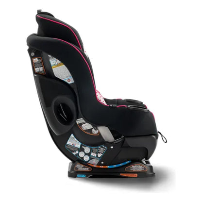silla de auto GRACO negra y rosa lateral, instalación segura y cómoda