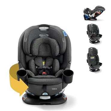 silla de auto Graco Turbobooster gris, vista frontal, segura y cómoda para niños