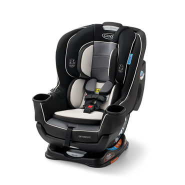silla de auto Graco Extend2Fit negra con detalles grises en vista lateral