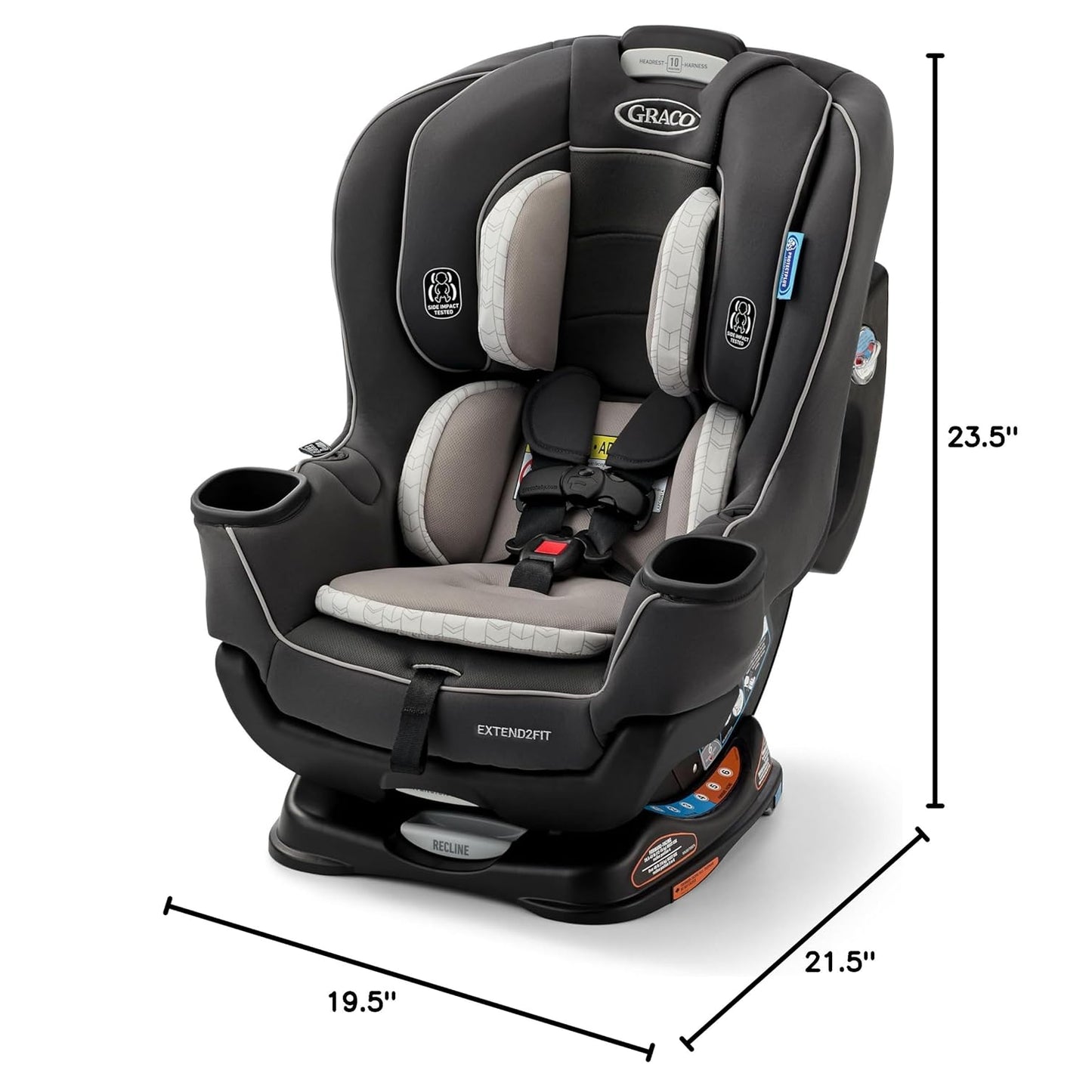 silla Graco negra con gris, vista frontal, ideal para seguridad infantil