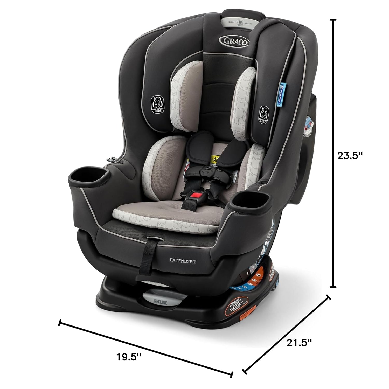 silla Graco negra con gris, vista frontal, ideal para seguridad infantil