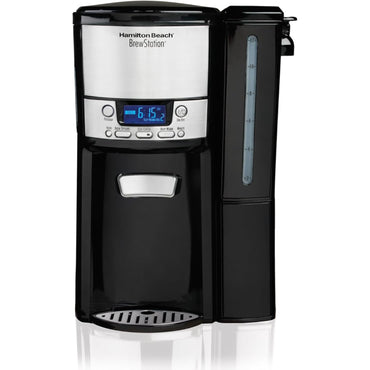 Estación de café 12 tazas Hamilton Beach con pantalla digital y dispensador fácil de usar