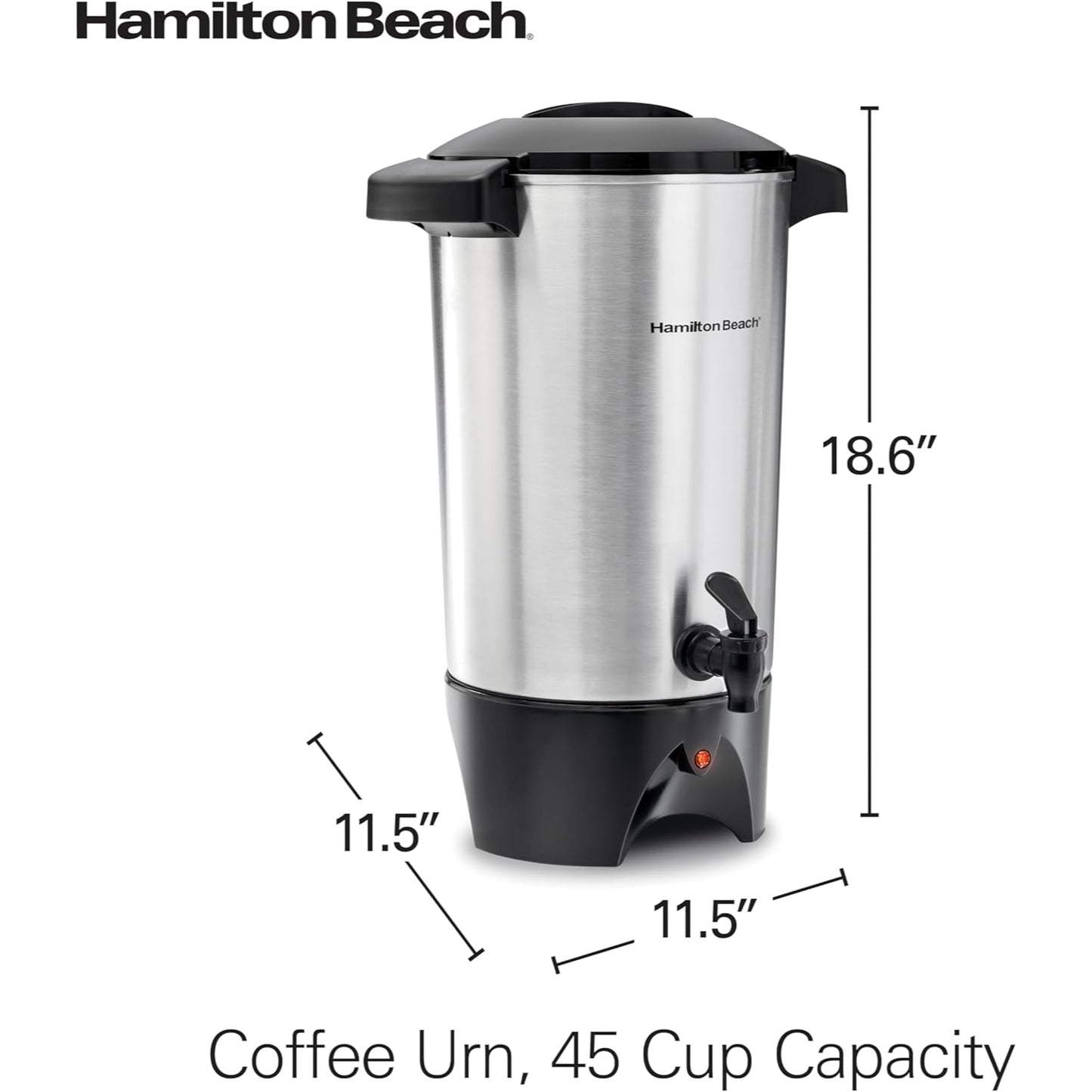 Percoladora 45 tazas Hamilton Beach de acero inoxidable ideal para eventos y reuniones