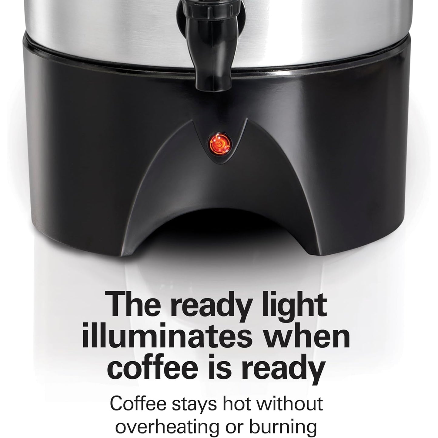 Percoladora 45 tazas Hamilton Beach con luz indicadora y diseño eficiente para mantener el café caliente