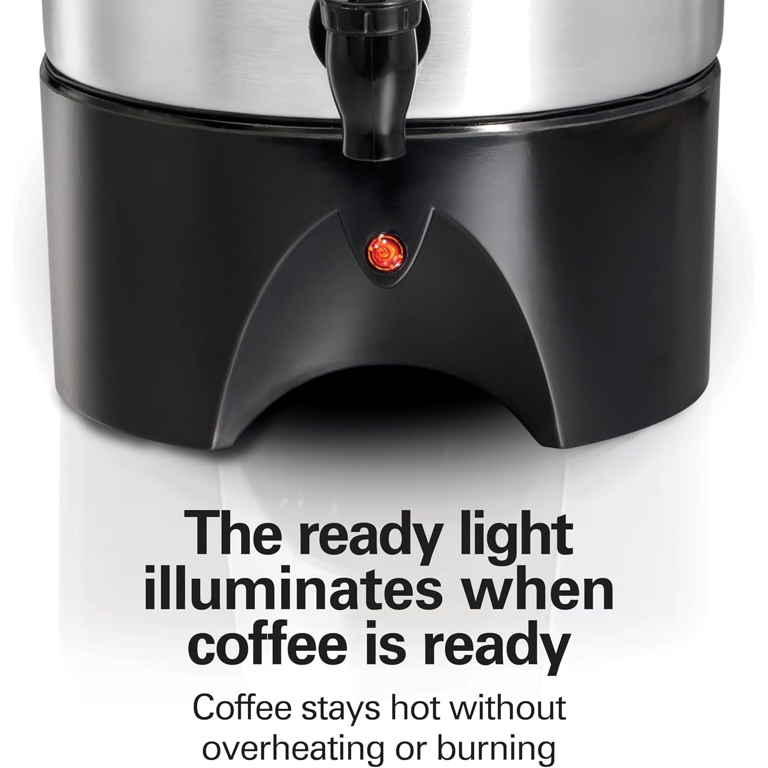 Percoladora 45 tazas Hamilton Beach con luz indicadora y diseño eficiente para mantener el café caliente