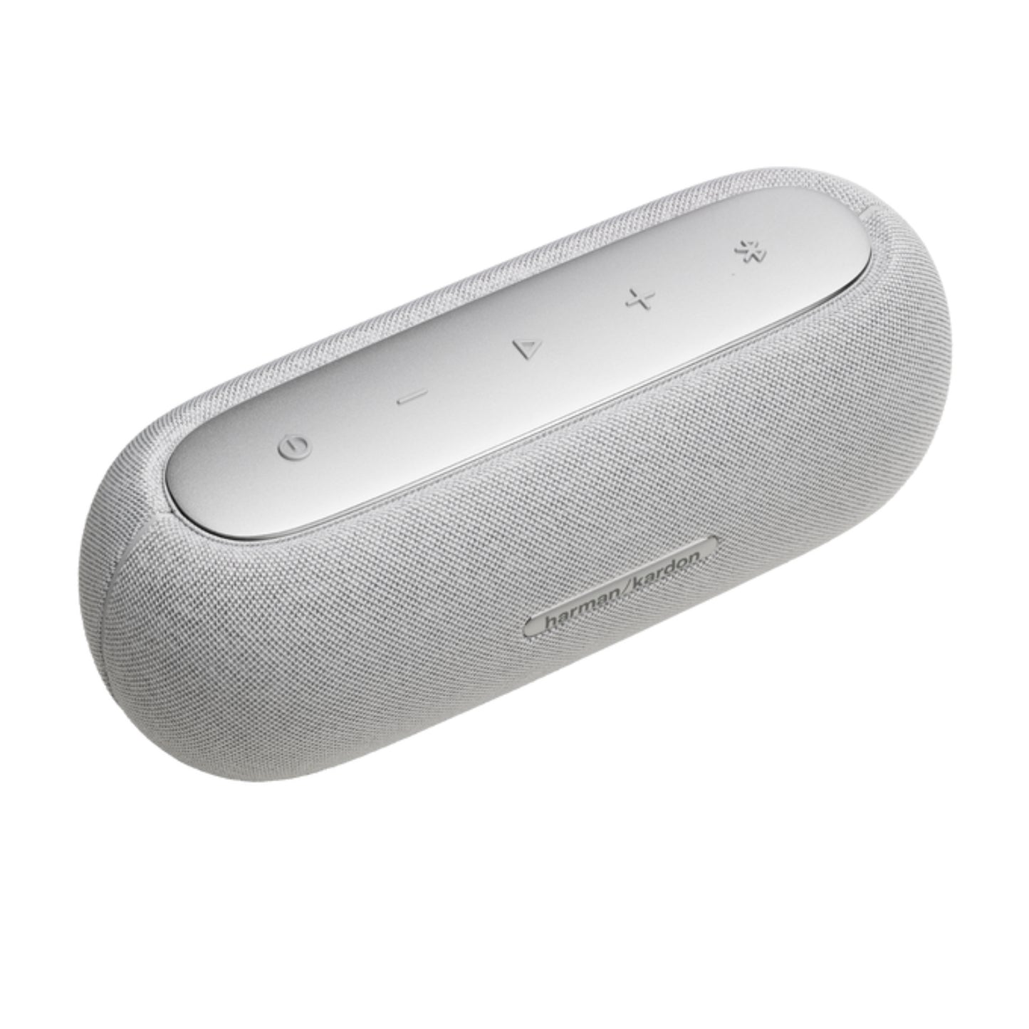 Parlante HARMAN KARDON blanco lateral, diseño elegante y compacto