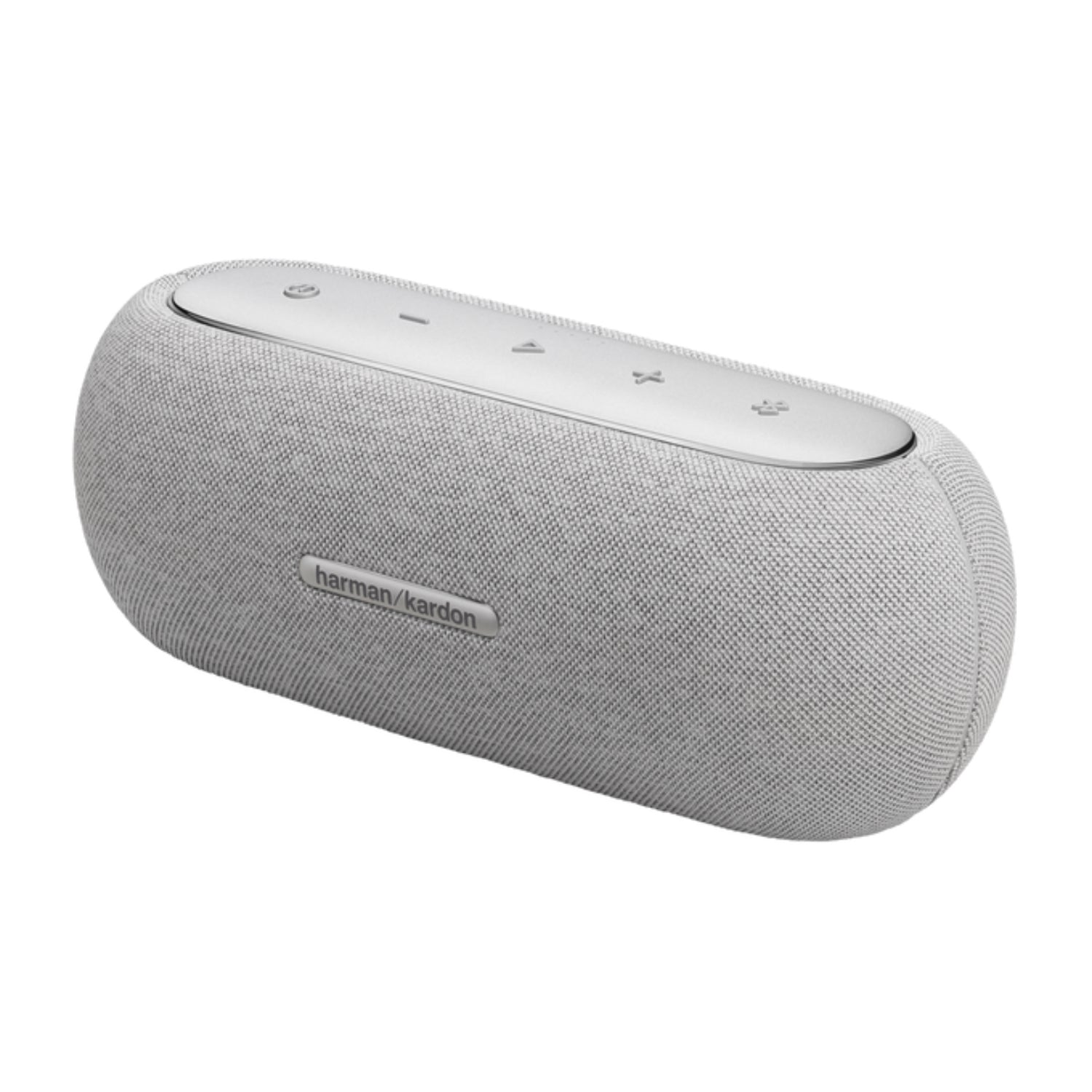 Parlante Harman Kardon gris vista lateral con controles