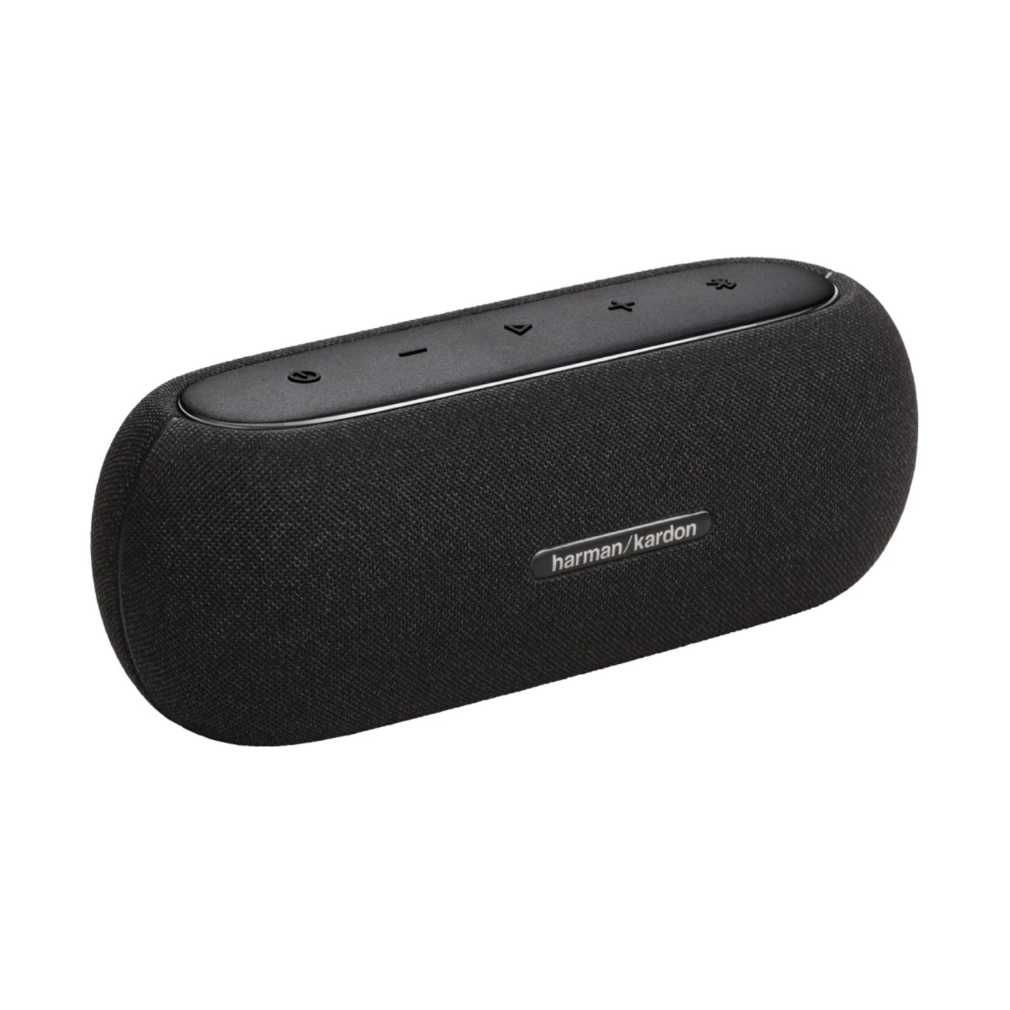Parlante Harman Kardon negro con controles superiores y diseño moderno