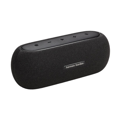 Parlante Harman Kardon negro con controles superiores y diseño moderno