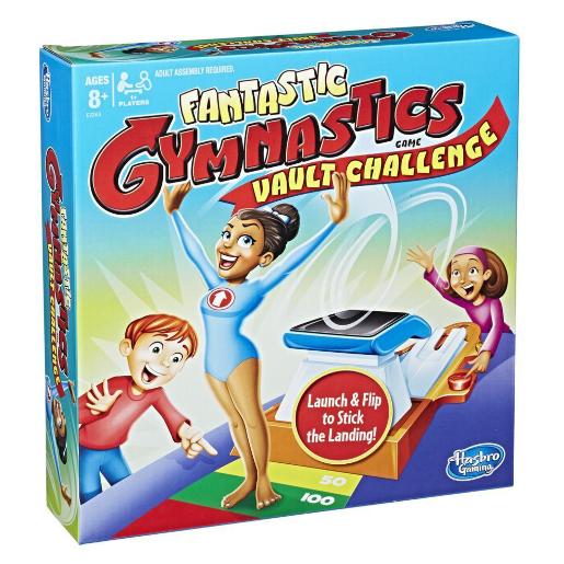 Juego Fantastic Gymnastics de Hasbro, caja frontal, desafío de salto para niños