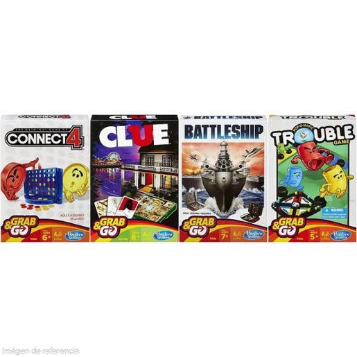 Juego de mesa Hasbro, cuatro juegos conocidos en cajas coloridas