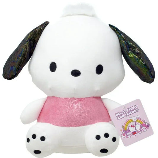 Peluche de perro blanco con orejas negras, de Hello Kitty, vista frontal