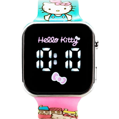 Reloj Hello Kitty rosa y azul, pantalla digital, diseño divertido para fans