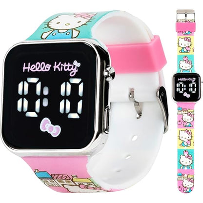 Reloj digital Hello Kitty con correa colorida y diseño divertido