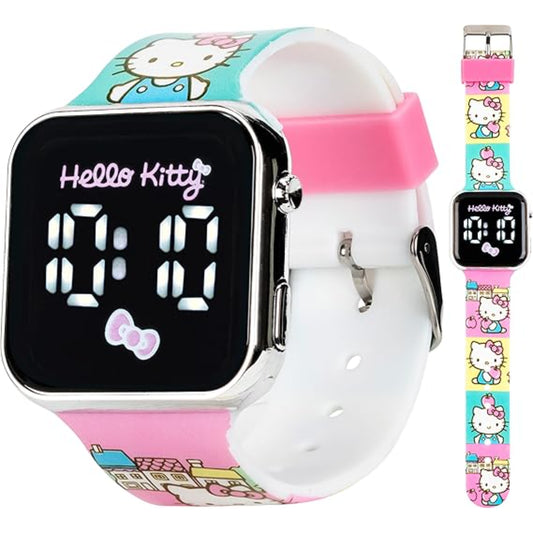 Reloj digital Hello Kitty con correa colorida y diseño divertido