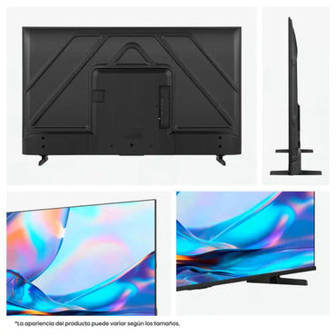 Televisor Hisense Smart, vista frontal y lateral, diseño moderno y elegante.