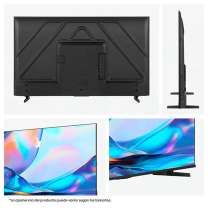 Televisor Hisense Smart, vista frontal y lateral, diseño moderno y elegante.
