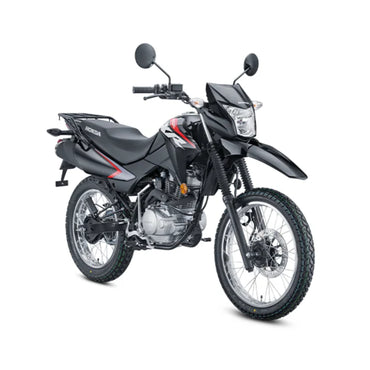 moto resistente para todo terreno Honda XR150L, vista lateral, color negro