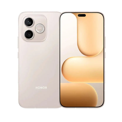 Teléfono Honor blanco, vista frontal y trasera, elegante diseño moderno