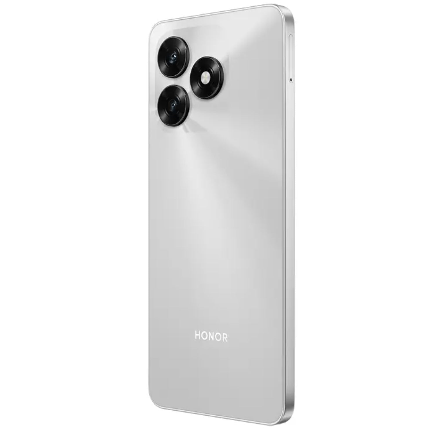 smartphone HONOR blanco, vista trasera con tres cámaras