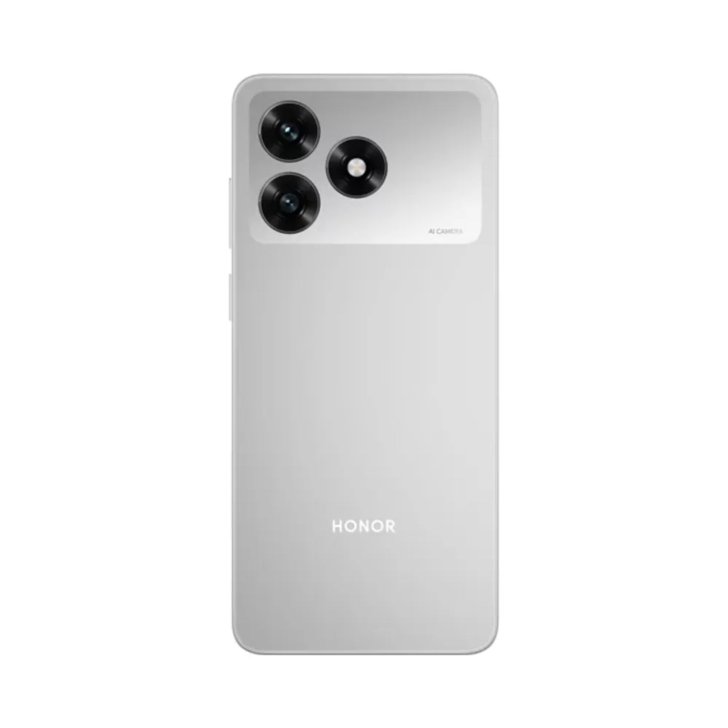 smartphone HONOR gris, vista trasera con tres cámaras en la parte superior