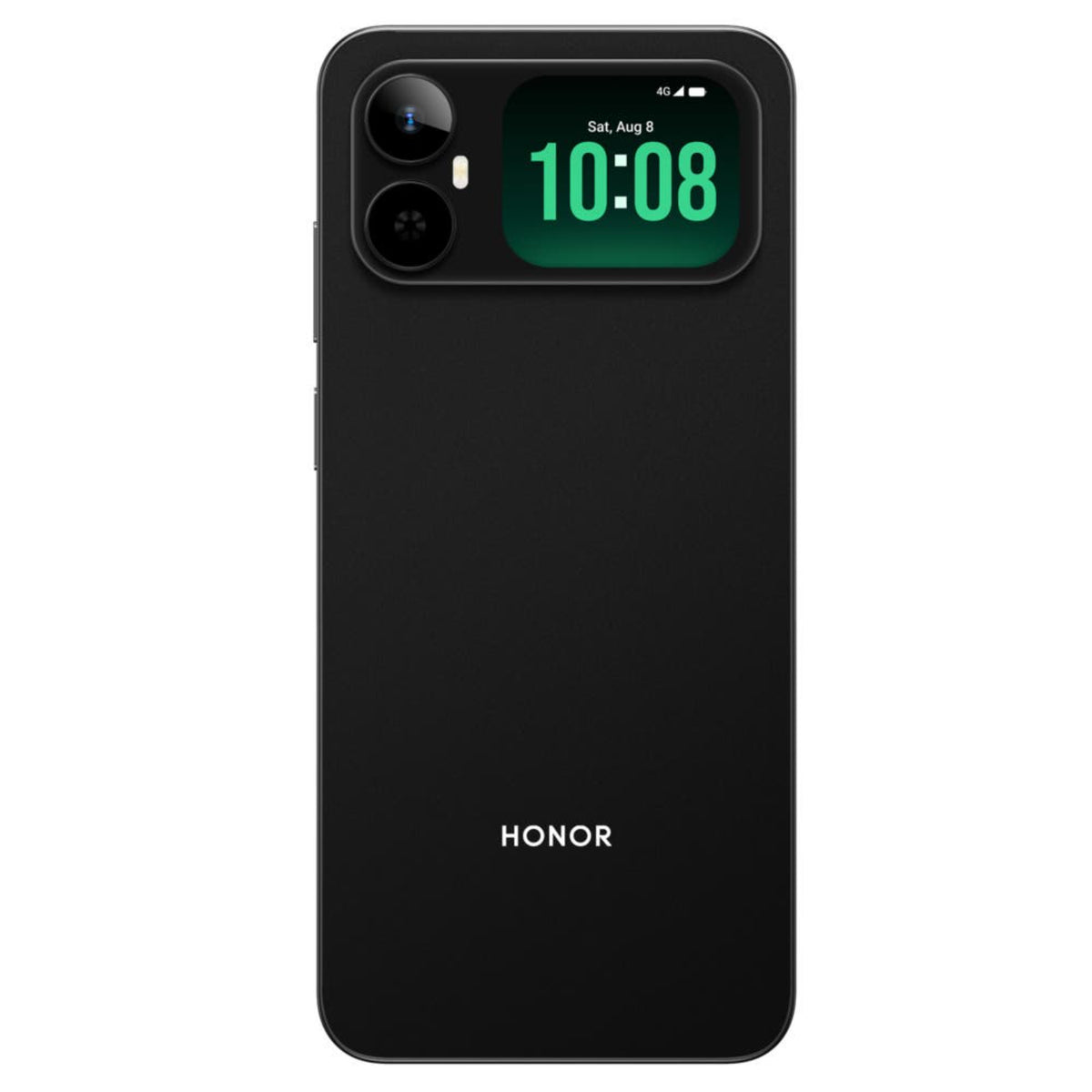 teléfono HONOR negro trasero, pantalla de reloj digital