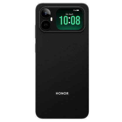 teléfono HONOR negro trasero, pantalla de reloj digital