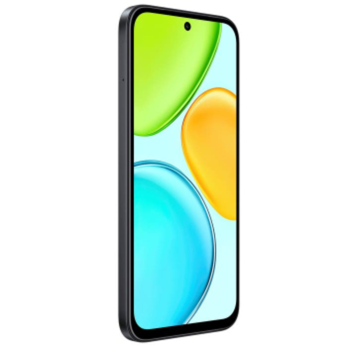 Honor teléfono inteligente color negro, vista lateral con pantalla vibrante