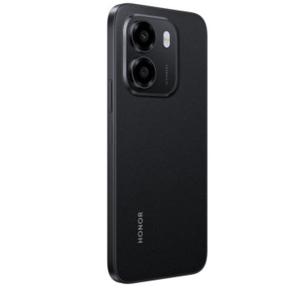 Teléfono Honor negro, vista trasera, diseño elegante y moderno