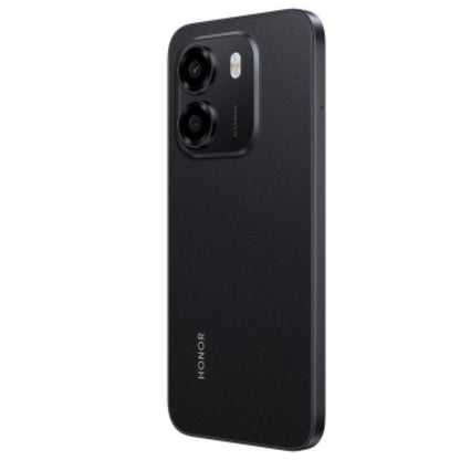 Teléfono Honor negro, vista trasera, elegante y moderno