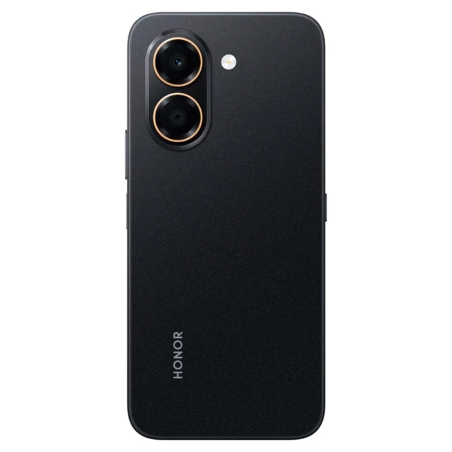 Teléfono HONOR negro trasero con cámara dual y diseño moderno