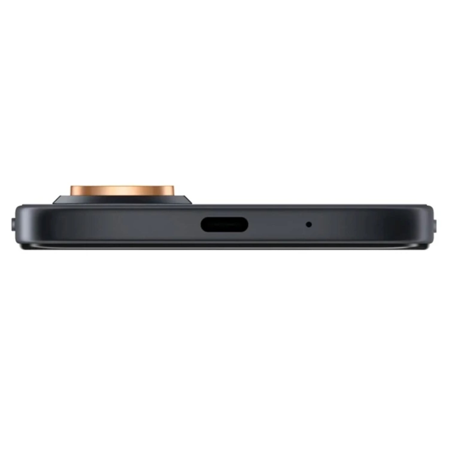 Teléfono HONOR negro vista lateral con puerto USB-C