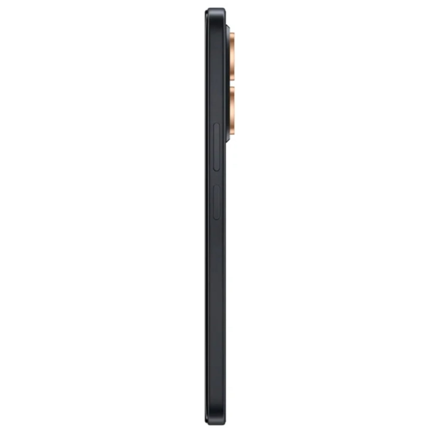 Teléfono HONOR negro perfil lateral, diseño elegante y delgado