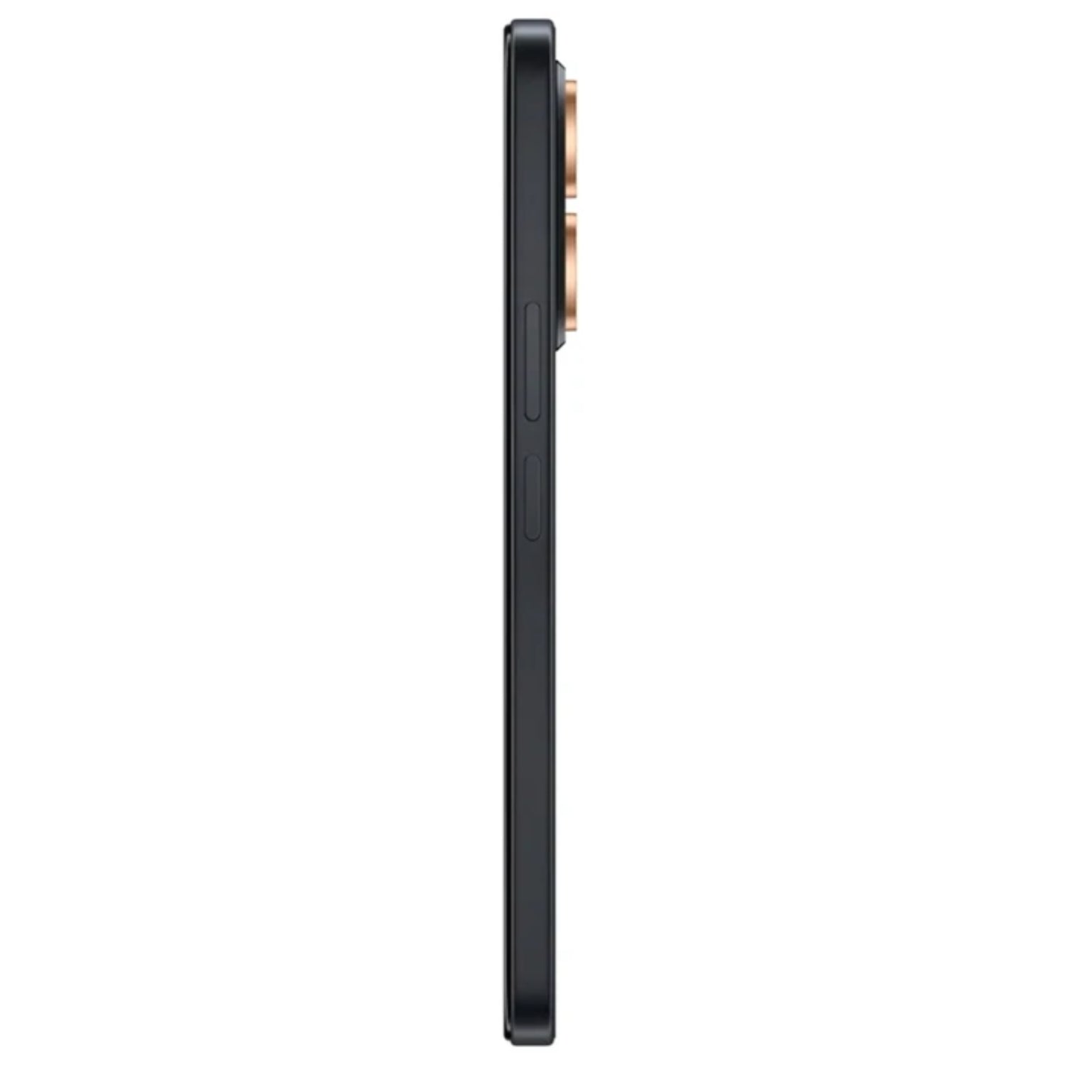Teléfono HONOR negro perfil lateral, diseño elegante y delgado