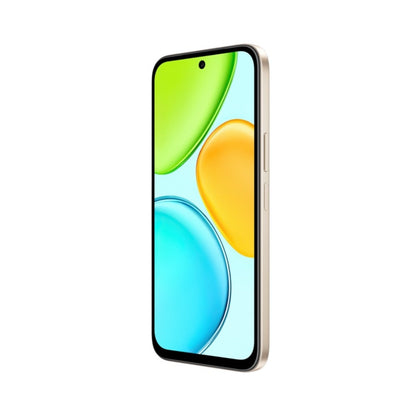 Honor teléfono inteligente color dorado, vista lateral con pantalla brillante