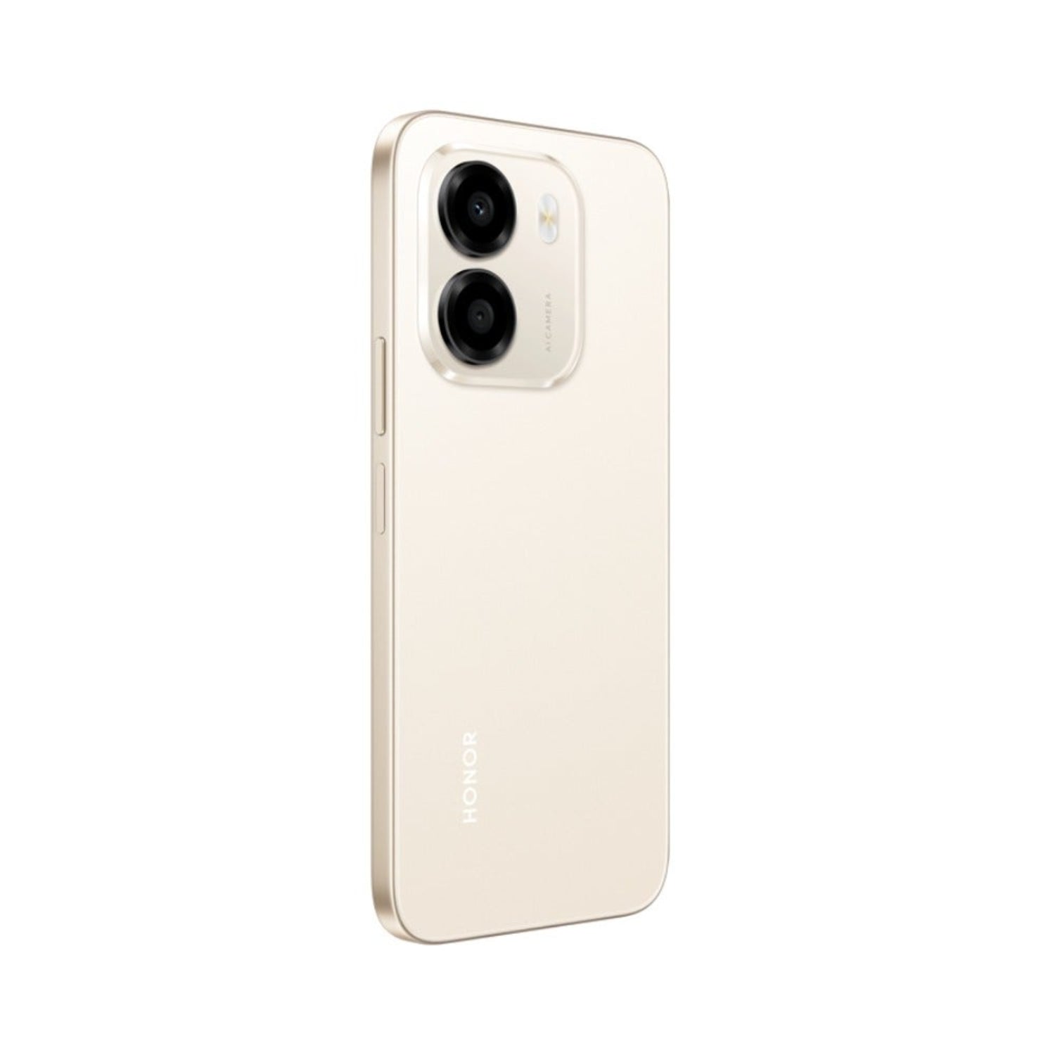 Smartphone Honor dorado, vista lateral, ideal para uso diario