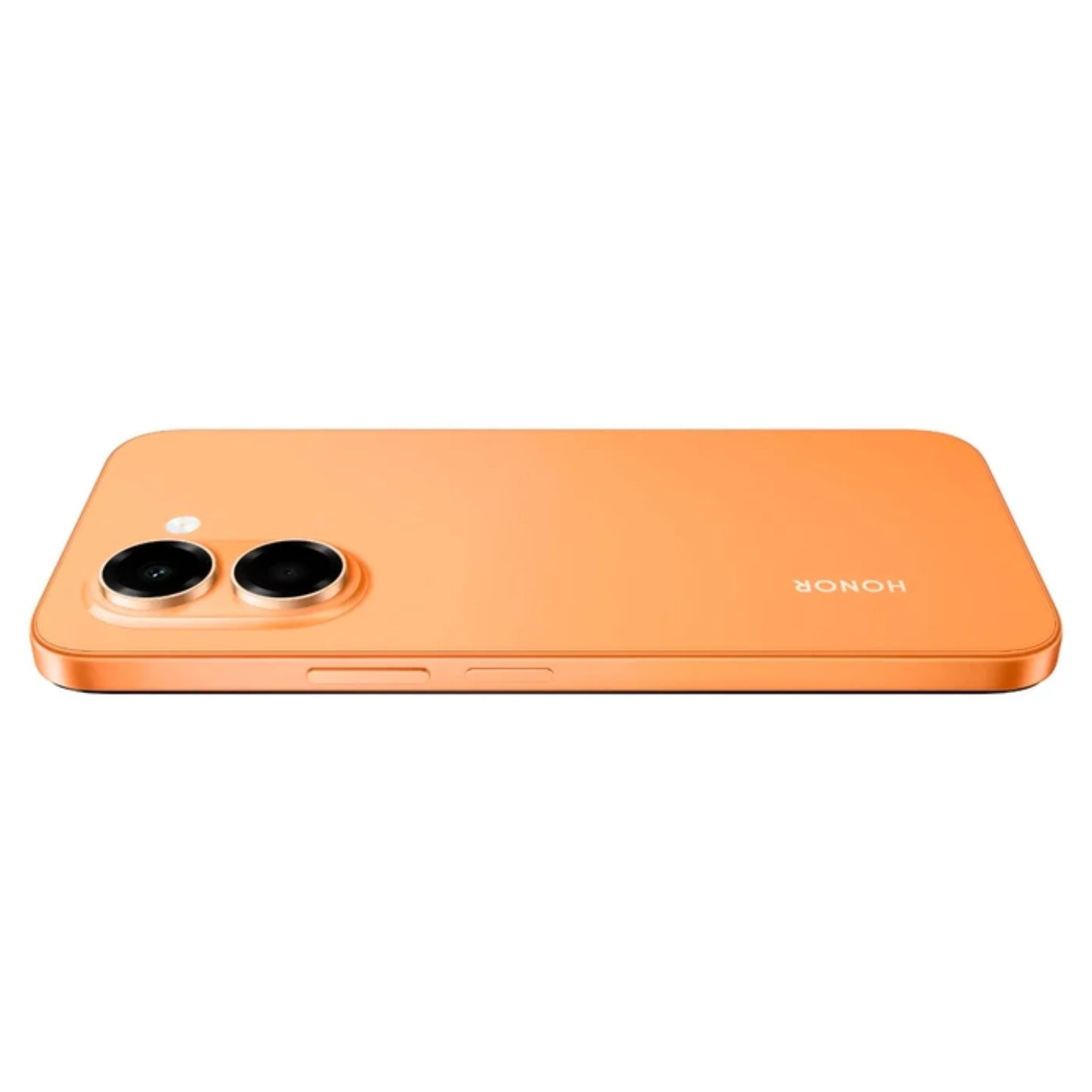 Teléfono HONOR naranja vista trasera con dos cámaras