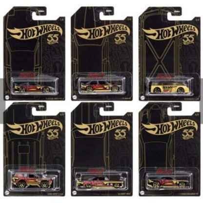 Carritos Hot Wheels en color rojo y negro, vista frontal en empaque original