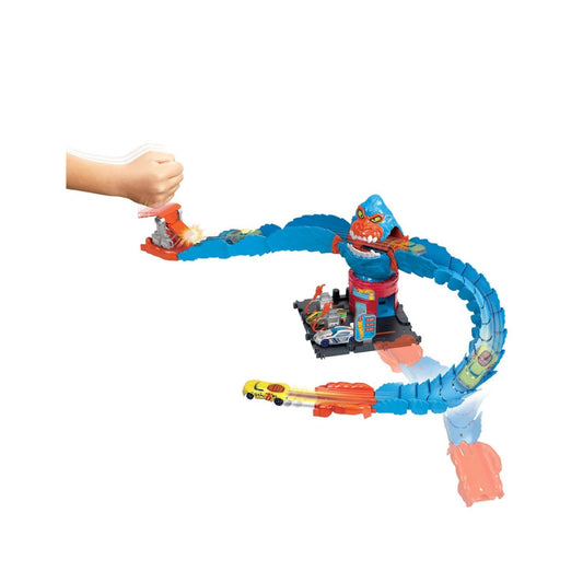 Pista de carreras Mattel LL0308 con torres y coches en colores vibrantes