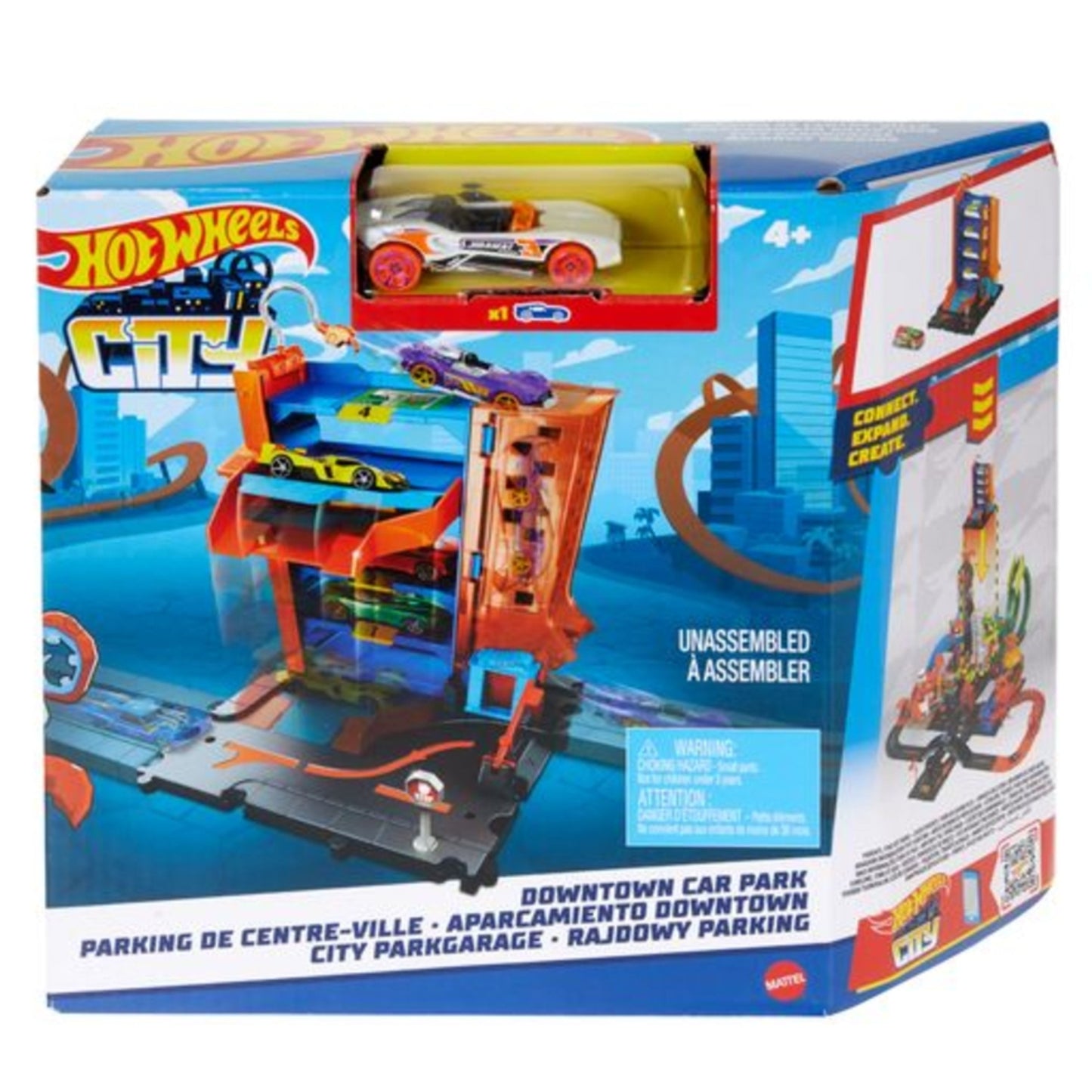 pista hot wheels colores vibrantes, vista lateral, juguete sin ensamblar