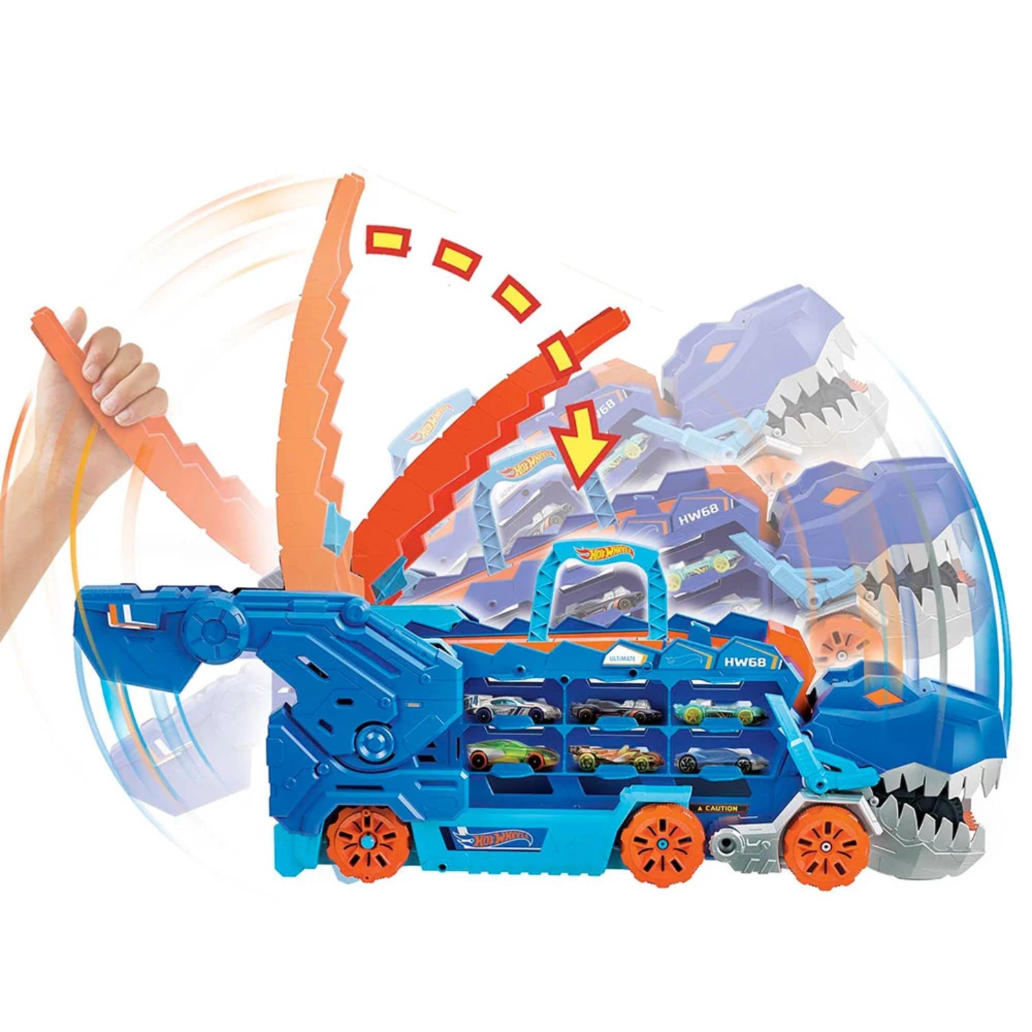 Figura de vehículo azul con acceso a múltiples armas, acción y aventuras
