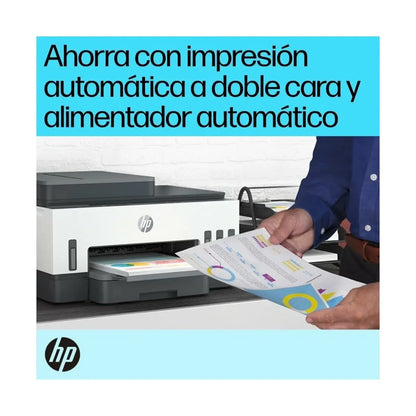 Impresora HP LL05 con doble cara y alimentador automático, oficina moderna