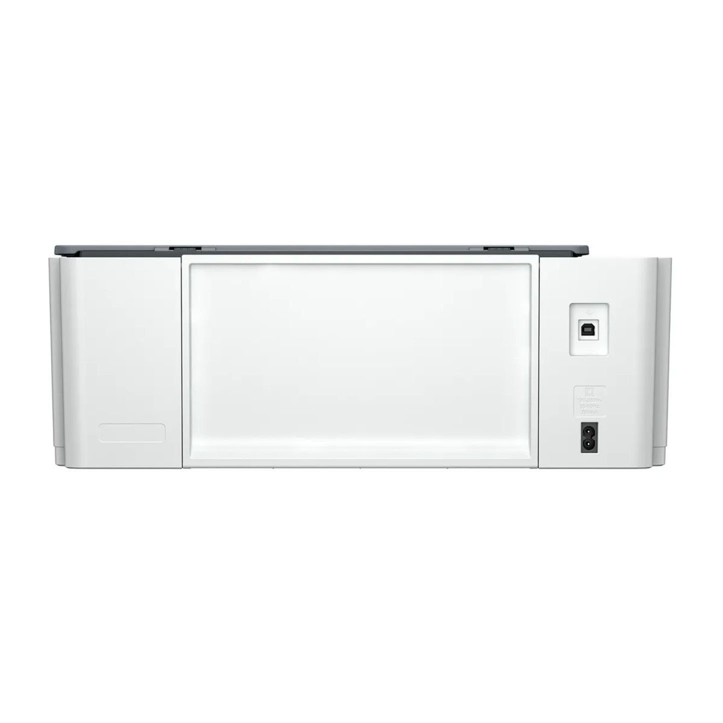 Impresora HP blanca vista trasera con puertos de conexión