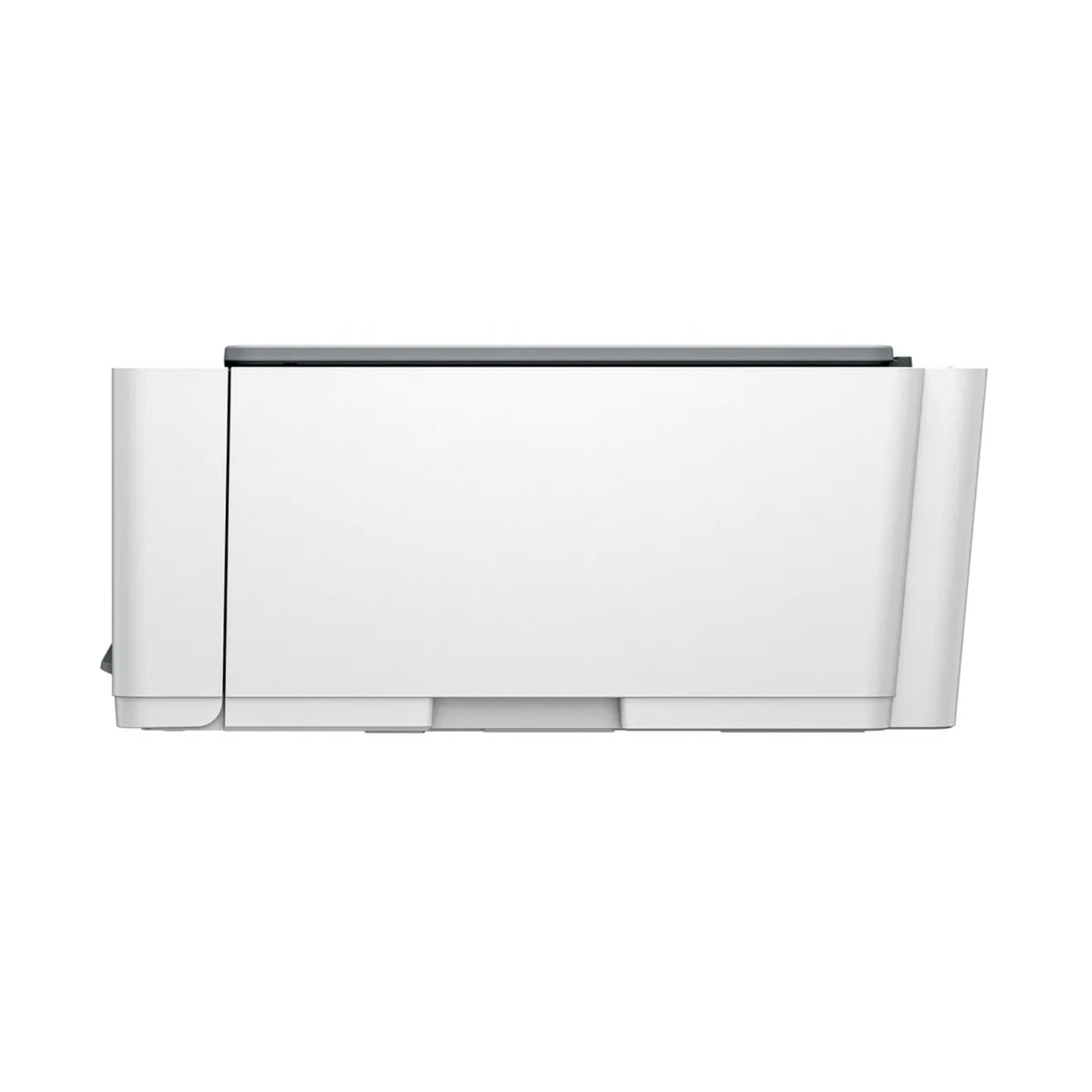 Impresora HP blanca vista lateral en oficina